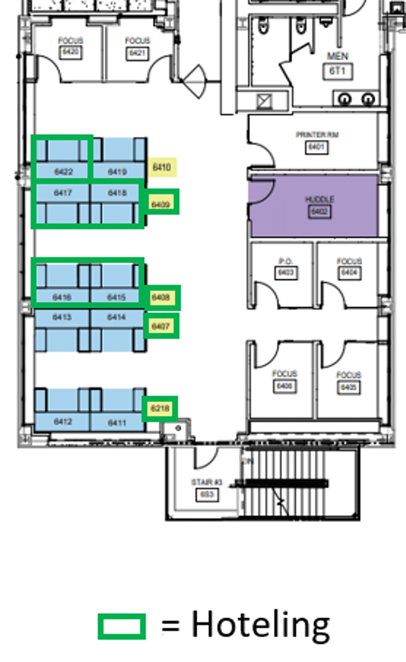 Map of the hotel hubs in the Clinical Sciences Building